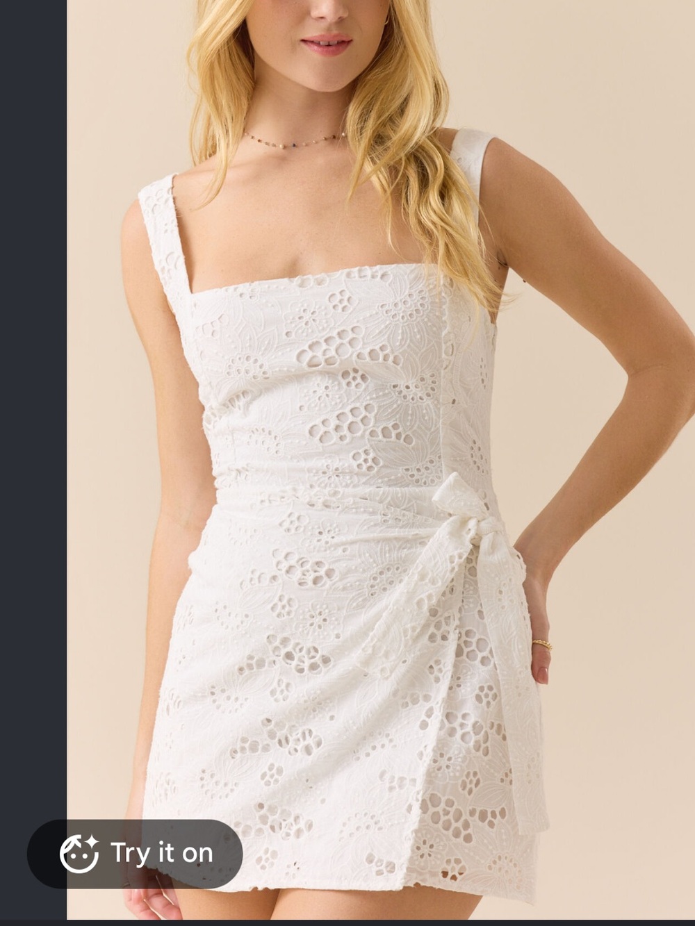 Altar'd State Women’s White Eyelet Tie-Waist Mini Dress Size 3XL NWT